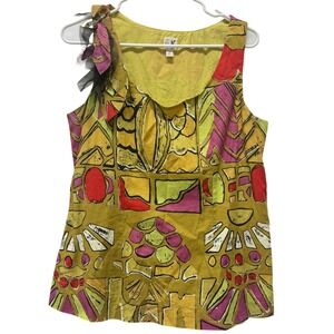 Edme & Esyllte Anthropologie Tank Top Womens 8 Yellow‎ Abstract Geometric Cotton